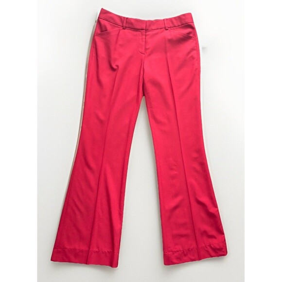 Elie Tahari Red Wool Pants BootCut/flare Leg Size 6 Festive Colorful Workwear - Picture 2 of 10